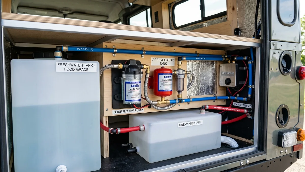 Campervan Fresh and Grey Water Plumbing System Schematics